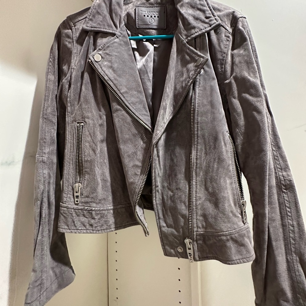 BLANKNYC Gray Suede Biker Jacket